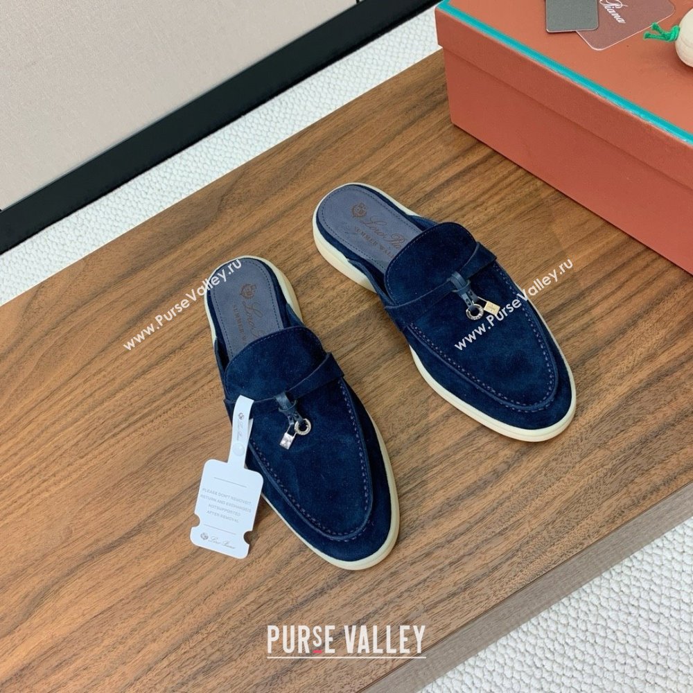 Loro Piana Charms Walk Babouche Loafer in Suede LP060504 Deep Blue 2025 (HH-25060504)