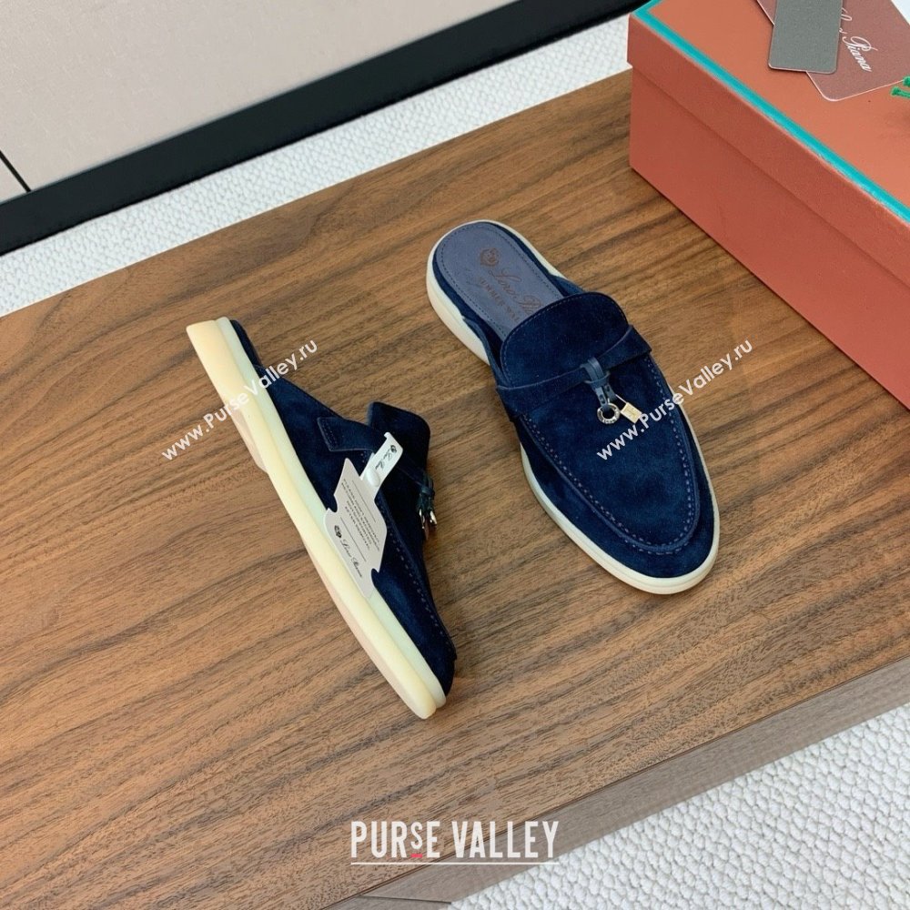 Loro Piana Charms Walk Babouche Loafer in Suede LP060504 Deep Blue 2025 (HH-25060504)