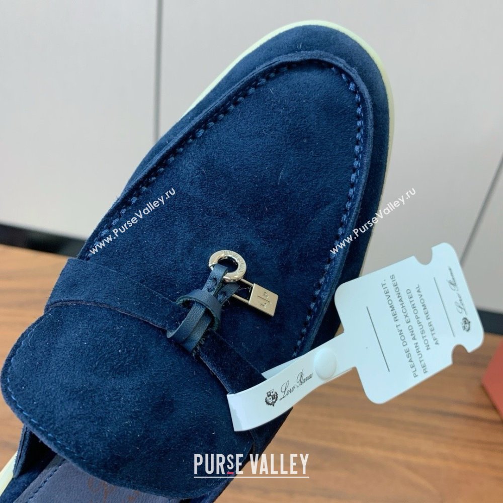 Loro Piana Charms Walk Babouche Loafer in Suede LP060504 Deep Blue 2025 (HH-25060504)