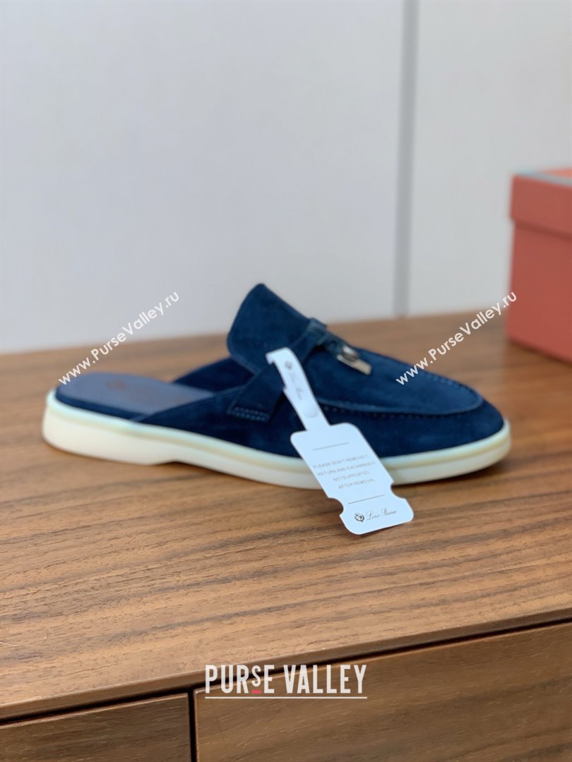 Loro Piana Charms Walk Babouche Loafer in Suede LP060504 Deep Blue 2025 (HH-25060504)