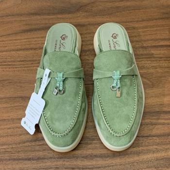 Loro Piana Charms Walk Babouche Loafer in Suede LP060506 Green 2025 (HH-25060506)