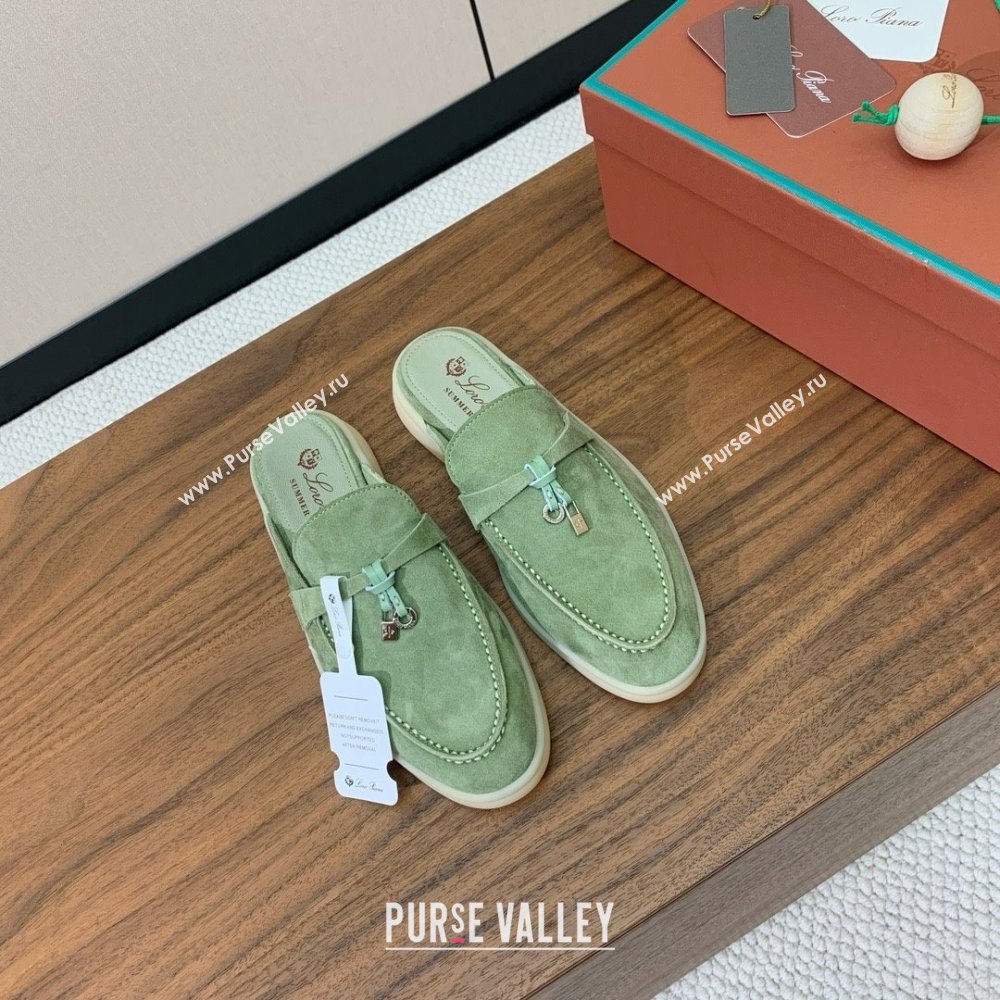 Loro Piana Charms Walk Babouche Loafer in Suede LP060506 Green 2025 (HH-25060506)