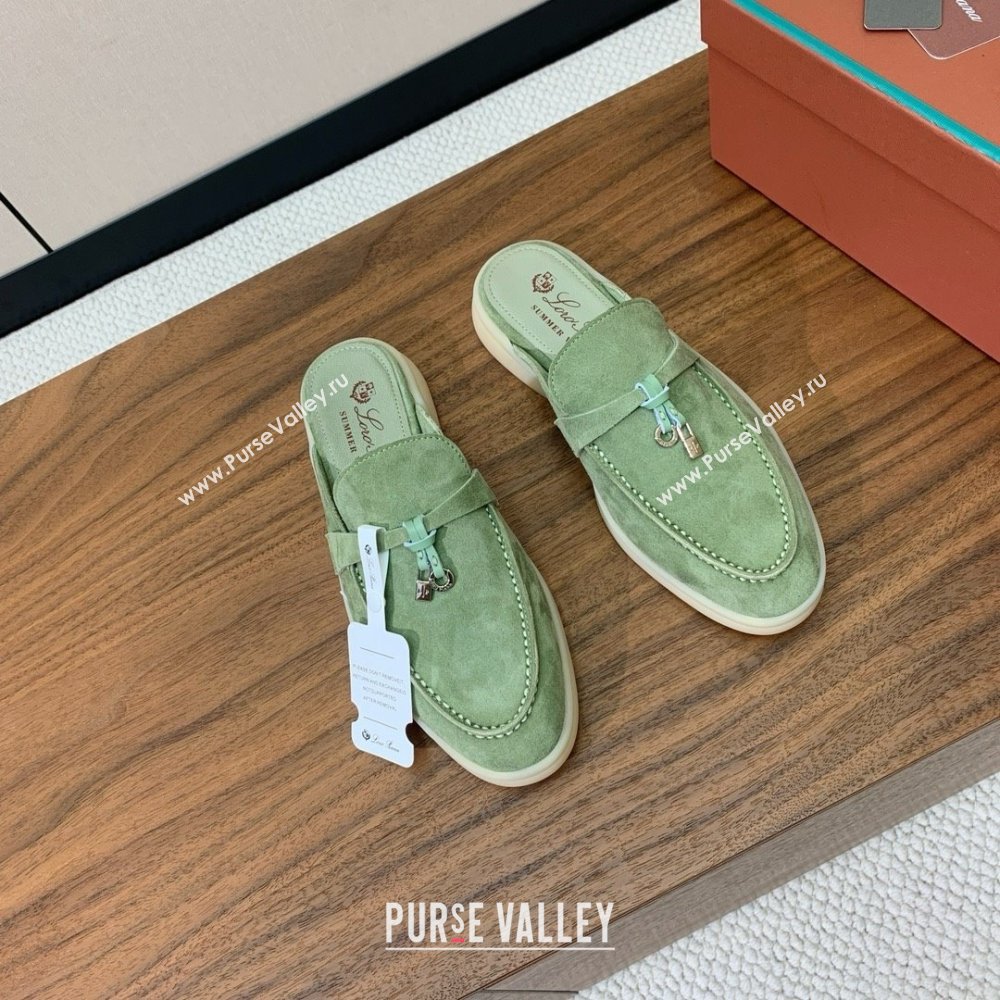 Loro Piana Charms Walk Babouche Loafer in Suede LP060506 Green 2025 (HH-25060506)