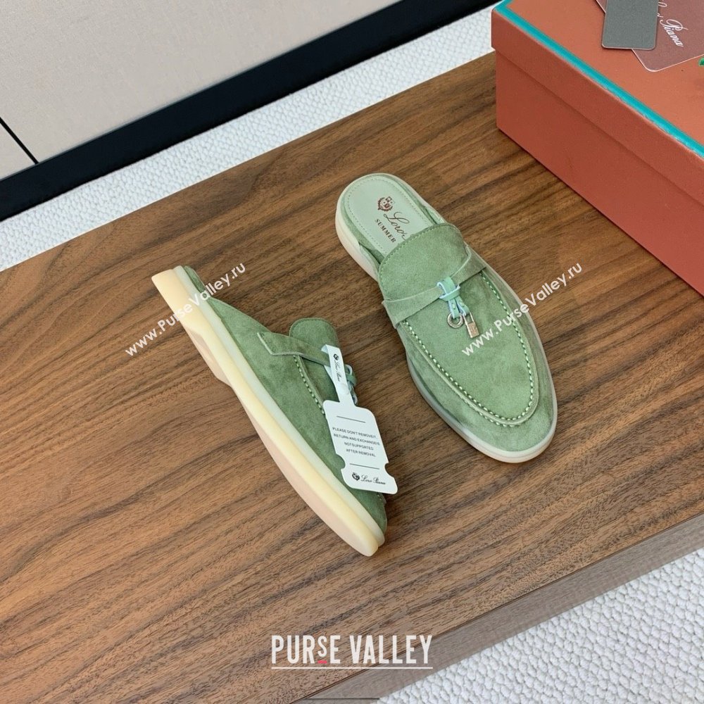 Loro Piana Charms Walk Babouche Loafer in Suede LP060506 Green 2025 (HH-25060506)