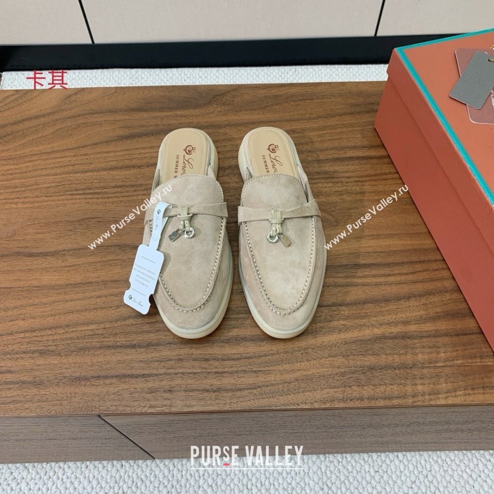 Loro Piana Charms Walk Babouche Loafer in Suede LP060507 Khaki 2025 (HH-25060507)