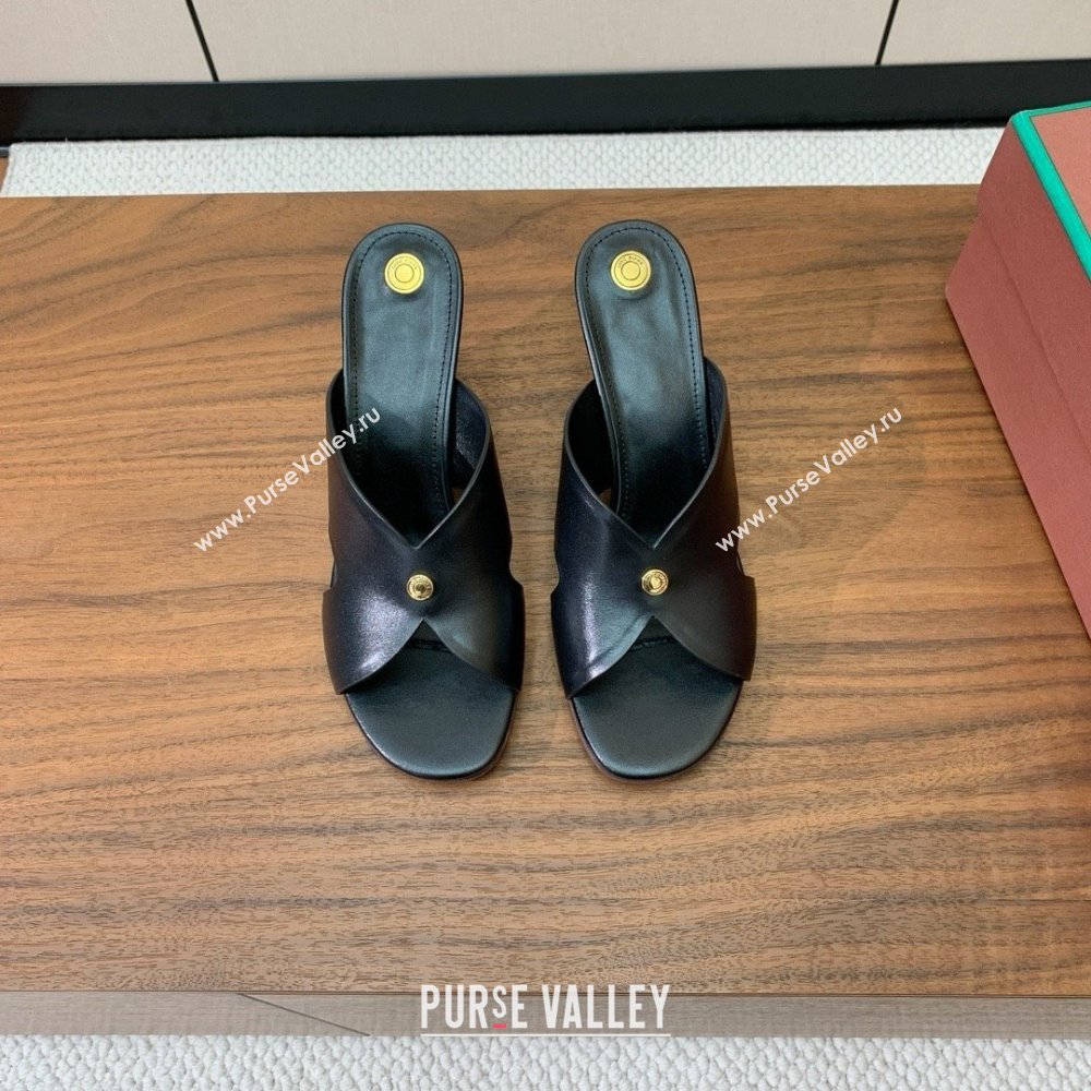 Loro Piana Vera Sandal in Calfskin 8cm Heel LP060525 Black 2025 (HH-25060525)