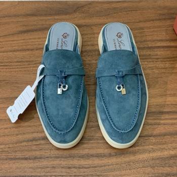 Loro Piana Charms Walk Babouche Loafer in Suede LP060508 Misty Blue 2025 (HH-25060508)