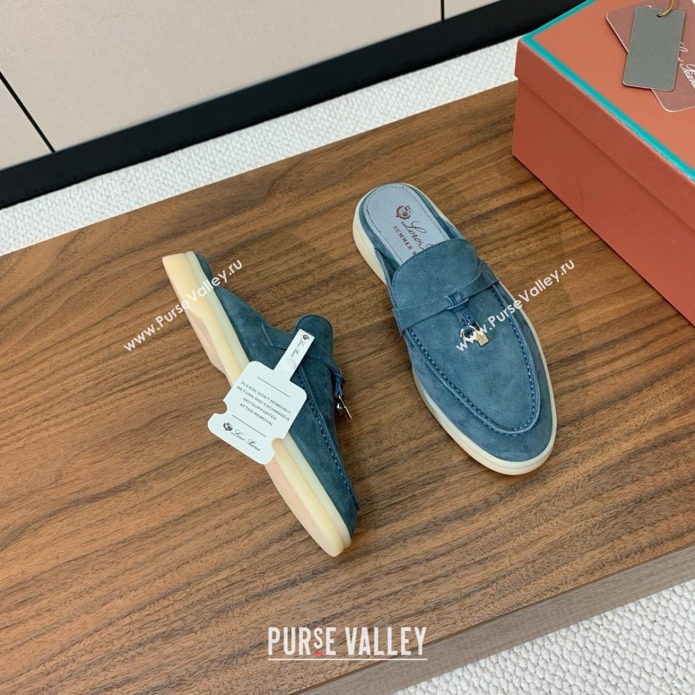 Loro Piana Charms Walk Babouche Loafer in Suede LP060508 Misty Blue 2025 (HH-25060508)