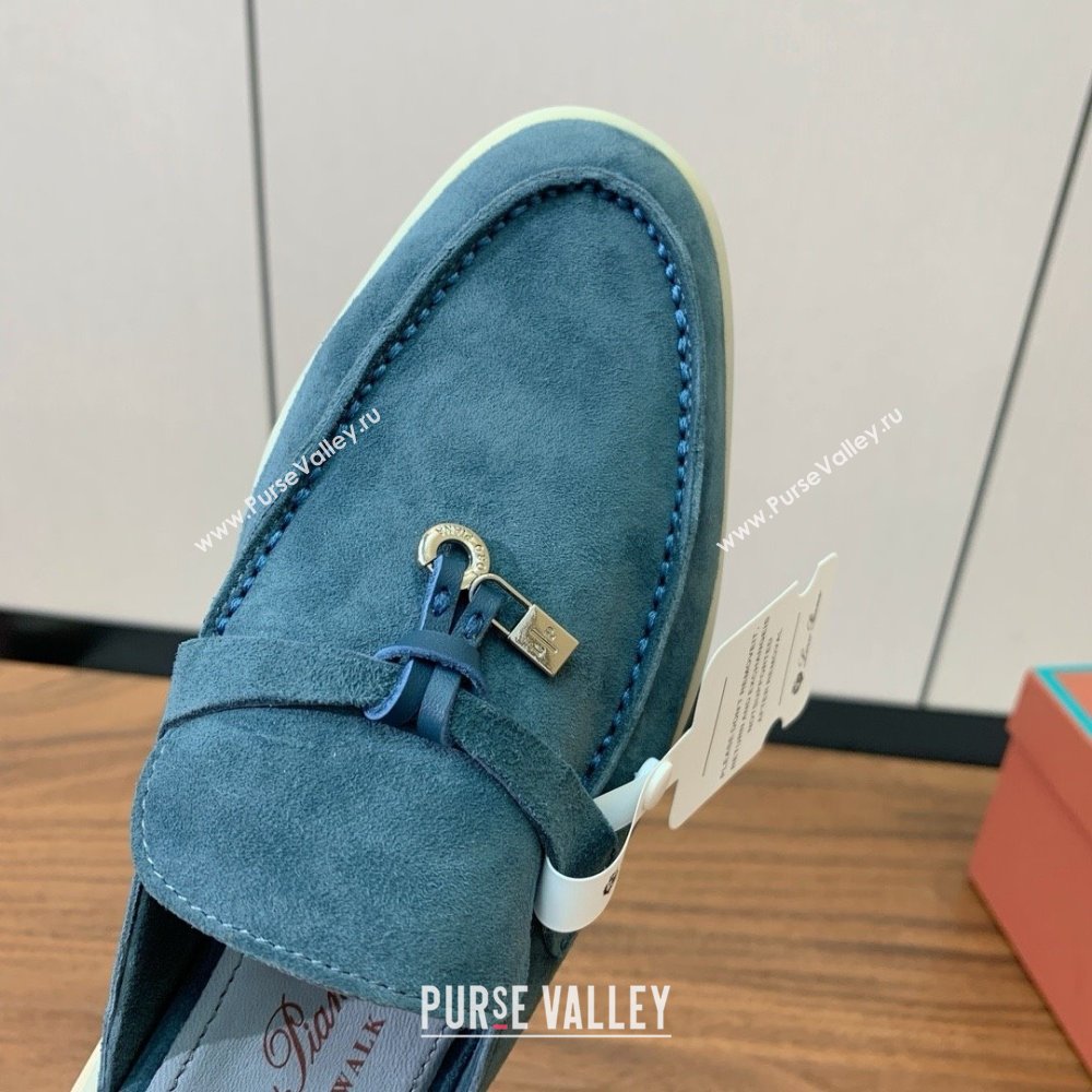 Loro Piana Charms Walk Babouche Loafer in Suede LP060508 Misty Blue 2025 (HH-25060508)