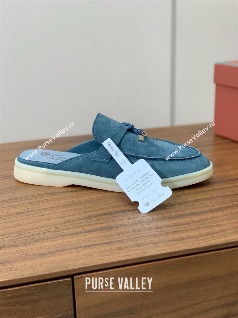 Loro Piana Charms Walk Babouche Loafer in Suede LP060508 Misty Blue 2025 (HH-25060508)