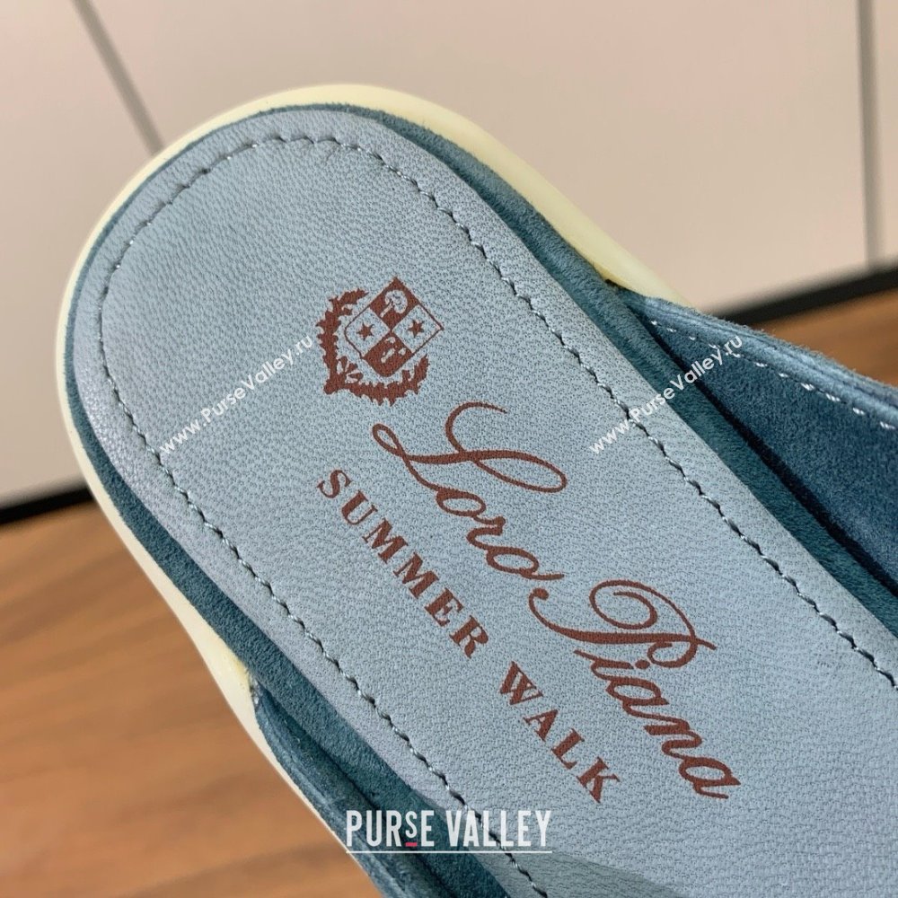 Loro Piana Charms Walk Babouche Loafer in Suede LP060508 Misty Blue 2025 (HH-25060508)
