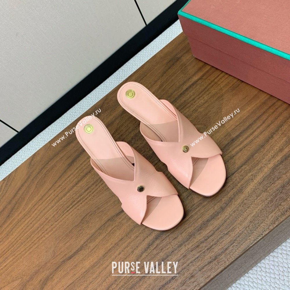 Loro Piana Vera Sandal in Calfskin 8cm Heel LP060527 Pink 2025 (HH-25060527)