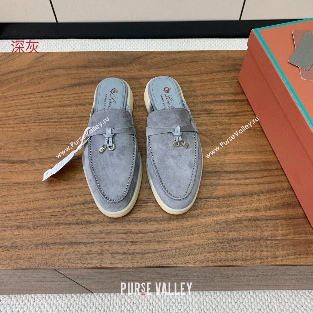 Loro Piana Charms Walk Babouche Loafer in Suede LP060510 Deep Grey 2025 (HH-25060510)