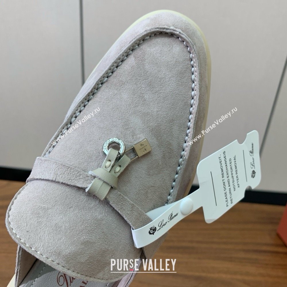 Loro Piana Charms Walk Babouche Loafer in Suede LP060513 Bright Grey 2025 (HH-25060513)