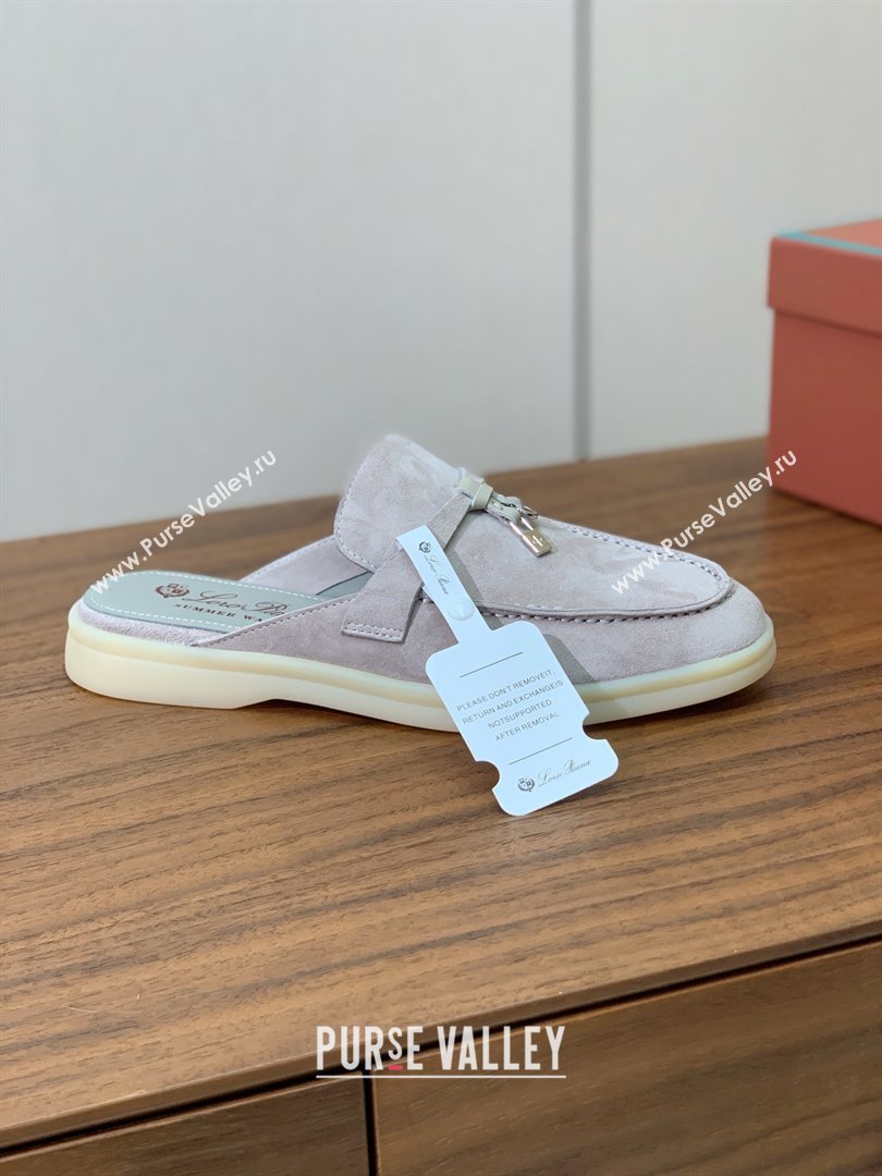 Loro Piana Charms Walk Babouche Loafer in Suede LP060513 Bright Grey 2025 (HH-25060513)