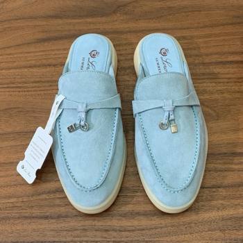 Loro Piana Charms Walk Babouche Loafer in Suede LP060515 Light Blue 2025 (HH-25060515)