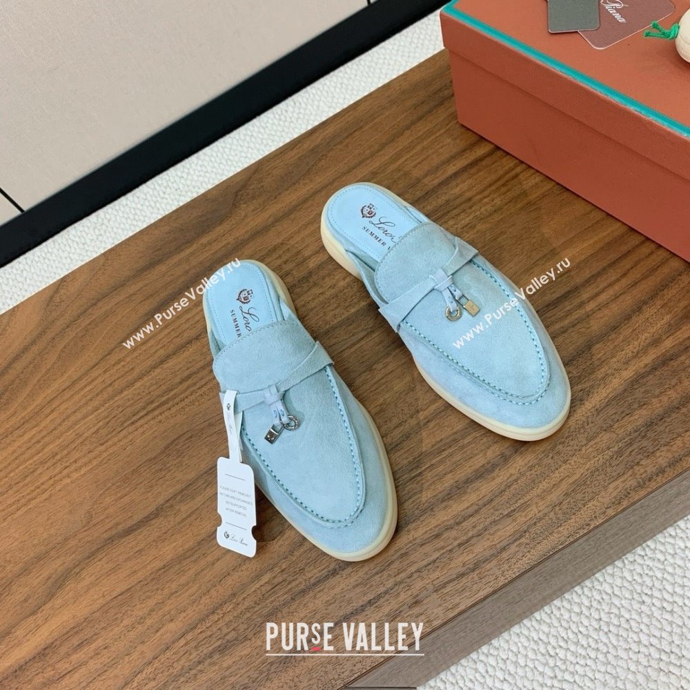 Loro Piana Charms Walk Babouche Loafer in Suede LP060515 Light Blue 2025 (HH-25060515)