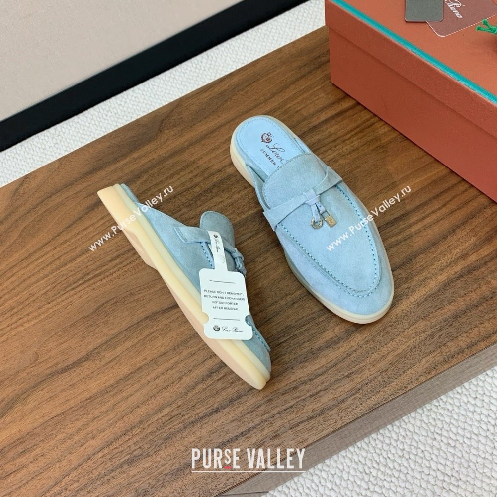 Loro Piana Charms Walk Babouche Loafer in Suede LP060515 Light Blue 2025 (HH-25060515)