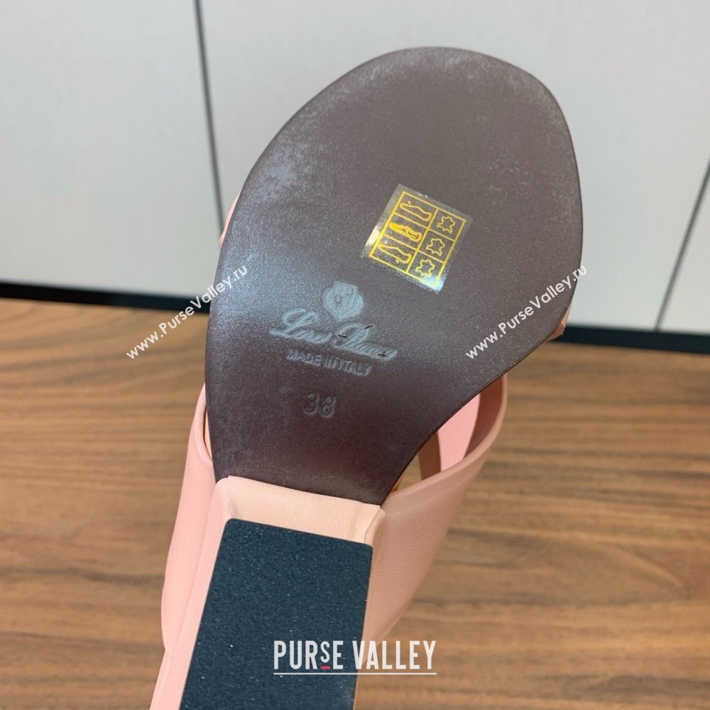 Loro Piana Vera Sandal in Calfskin 8cm Heel LP060527 Pink 2025 (HH-25060527)