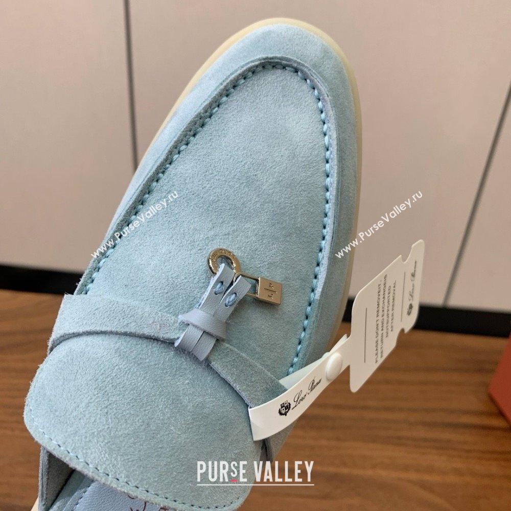 Loro Piana Charms Walk Babouche Loafer in Suede LP060515 Light Blue 2025 (HH-25060515)
