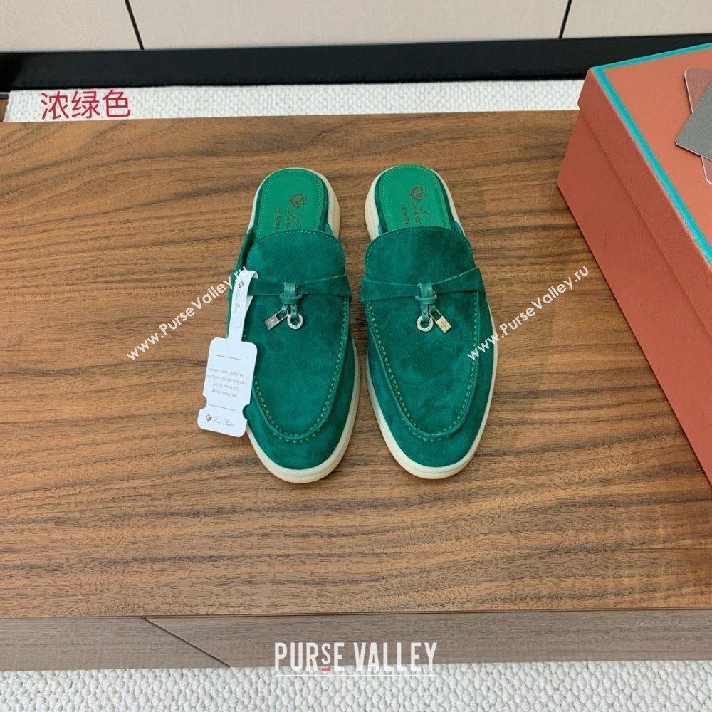 Loro Piana Charms Walk Babouche Loafer in Suede LP060517 Green 02 2025 (HH-25060517)