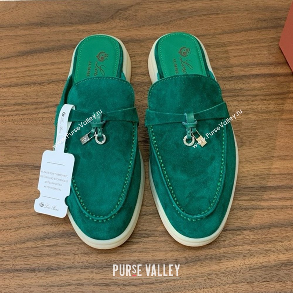 Loro Piana Charms Walk Babouche Loafer in Suede LP060517 Green 02 2025 (HH-25060517)