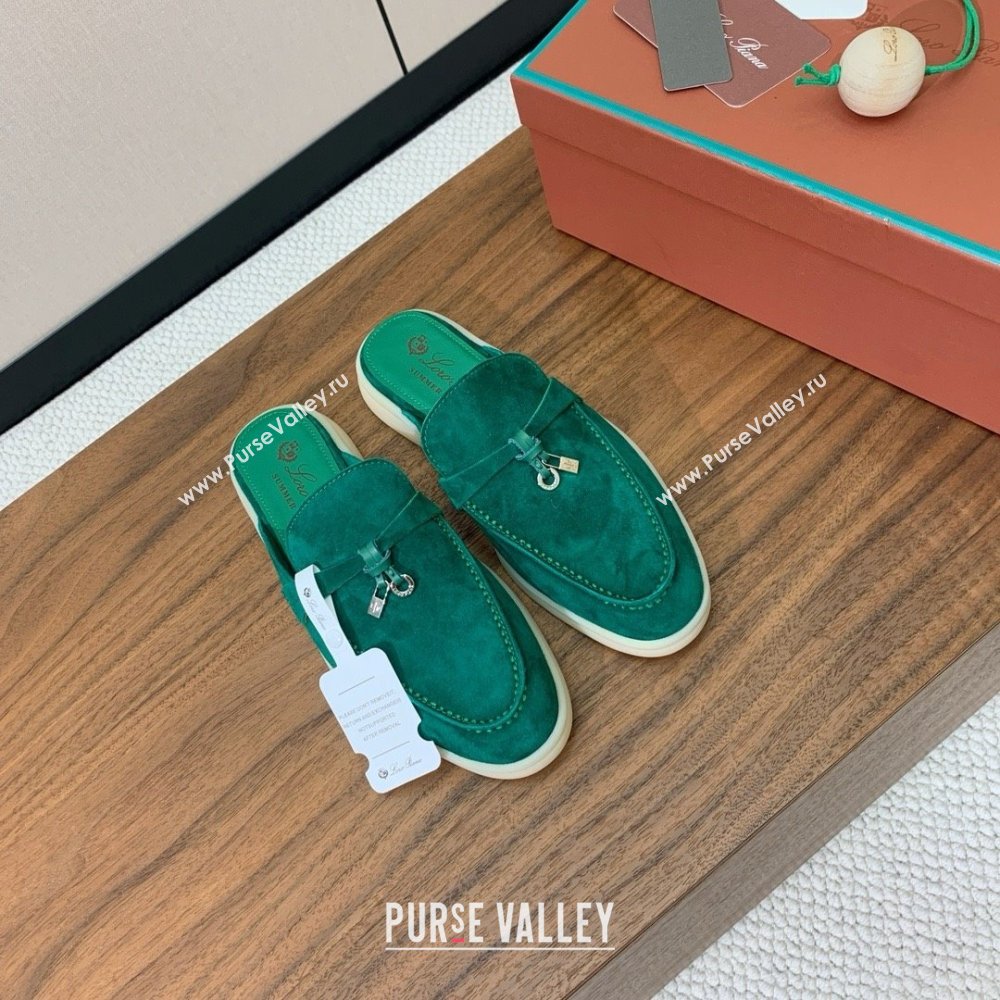 Loro Piana Charms Walk Babouche Loafer in Suede LP060517 Green 02 2025 (HH-25060517)