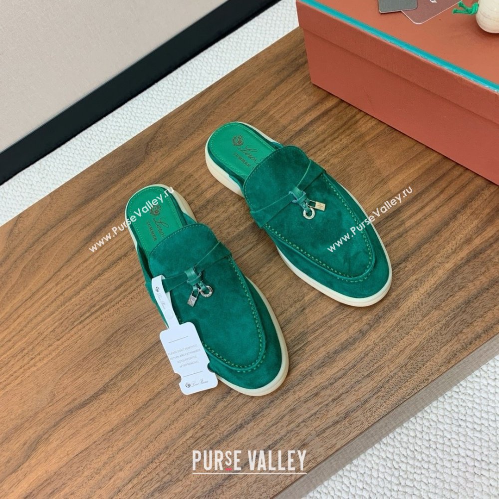 Loro Piana Charms Walk Babouche Loafer in Suede LP060517 Green 02 2025 (HH-25060517)