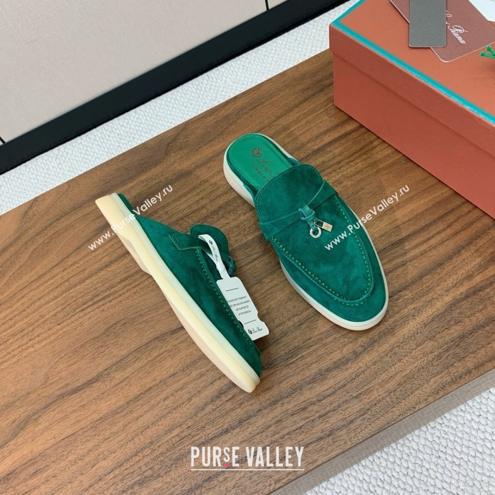 Loro Piana Charms Walk Babouche Loafer in Suede LP060517 Green 02 2025 (HH-25060517)