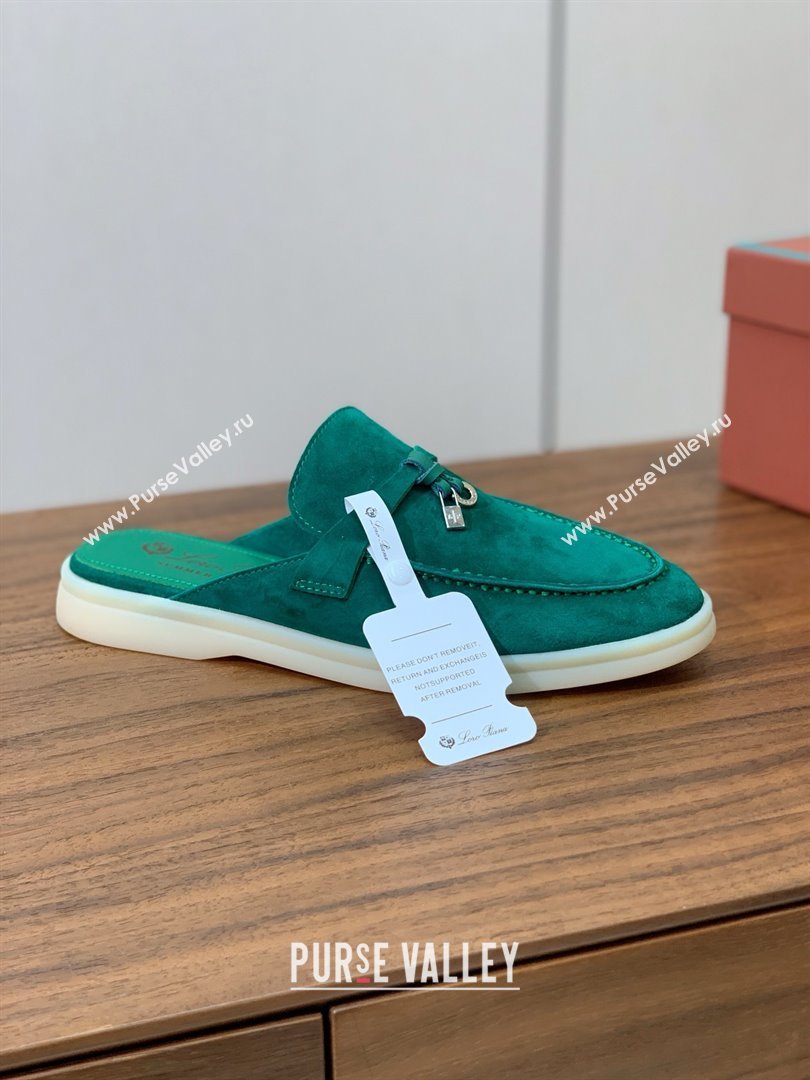 Loro Piana Charms Walk Babouche Loafer in Suede LP060517 Green 02 2025 (HH-25060517)