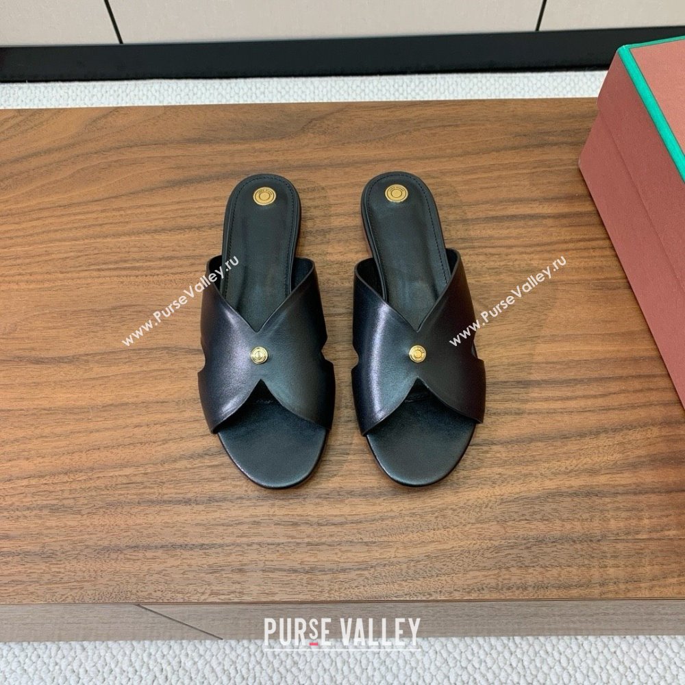 Loro Piana Vera Flat Sandal in Calfskin LP060528 Black 2025 (HH-25060528)