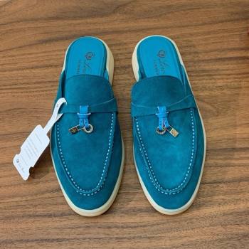 Loro Piana Charms Walk Babouche Loafer in Suede LP060520 Sapphire Blue 2025 (HH-25060520)