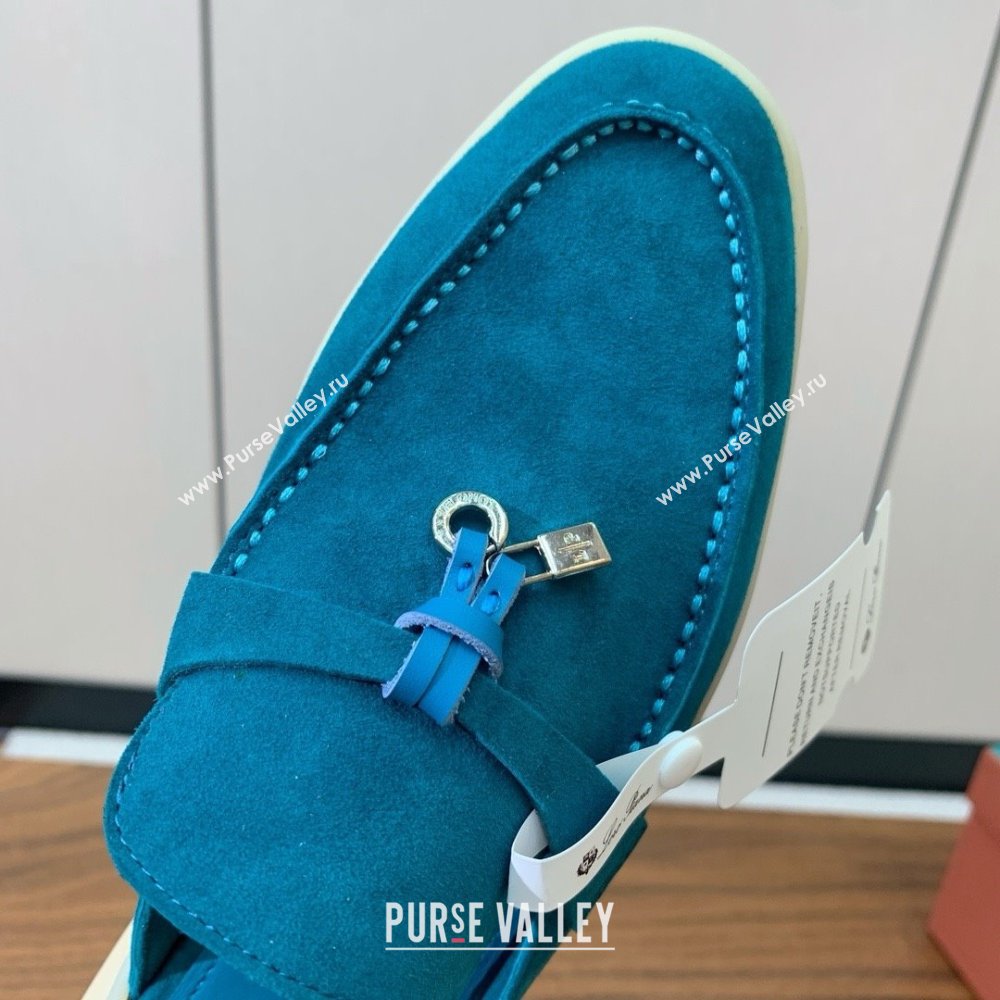 Loro Piana Charms Walk Babouche Loafer in Suede LP060520 Sapphire Blue 2025 (HH-25060520)