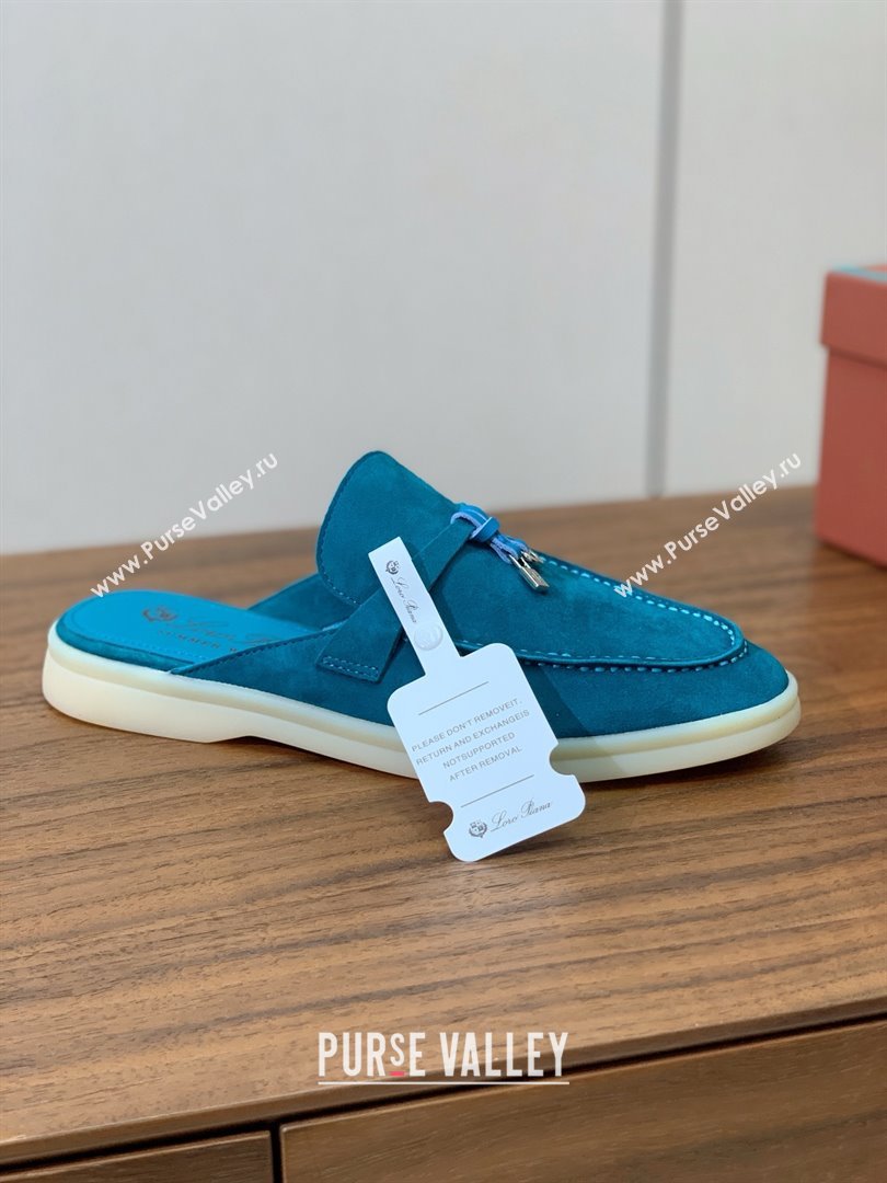 Loro Piana Charms Walk Babouche Loafer in Suede LP060520 Sapphire Blue 2025 (HH-25060520)