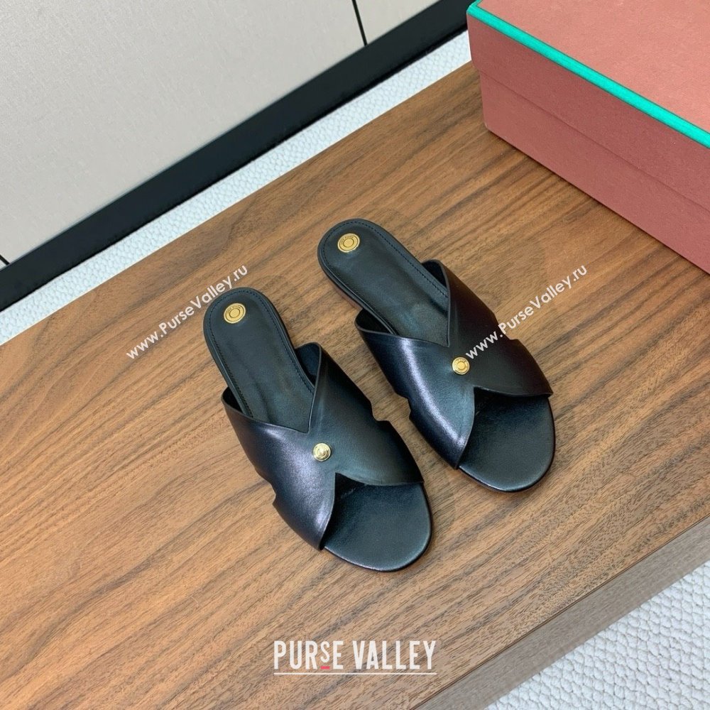 Loro Piana Vera Flat Sandal in Calfskin LP060528 Black 2025 (HH-25060528)