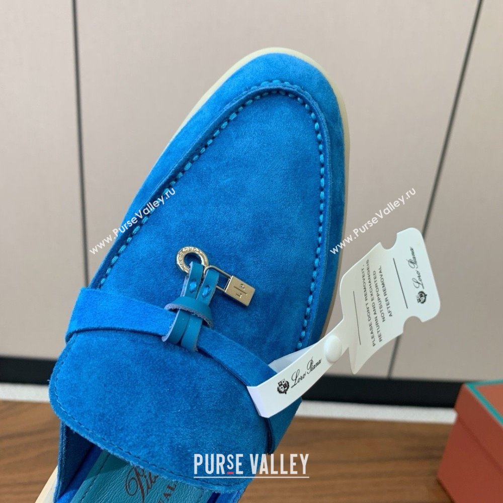 Loro Piana Charms Walk Babouche Loafer in Suede LP060522 Peacock Blue 2025 (HH-25060522)