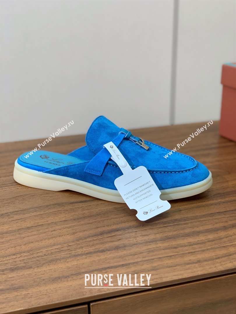 Loro Piana Charms Walk Babouche Loafer in Suede LP060522 Peacock Blue 2025 (HH-25060522)