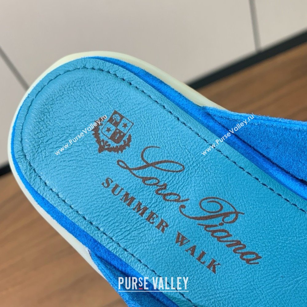 Loro Piana Charms Walk Babouche Loafer in Suede LP060522 Peacock Blue 2025 (HH-25060522)