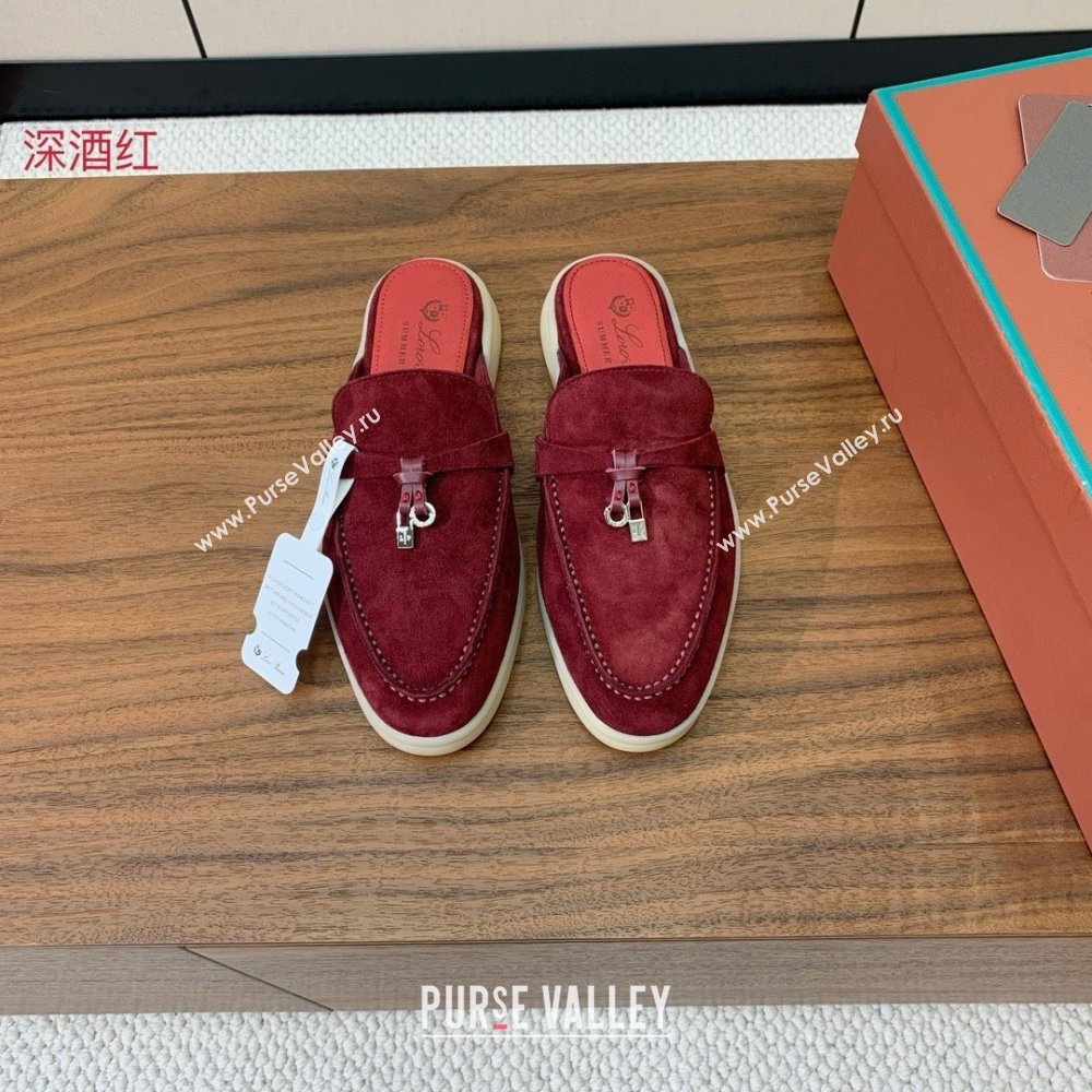 Loro Piana Charms Walk Babouche Loafer in Suede LP060523 Burgundy 2025 (HH-25060523)