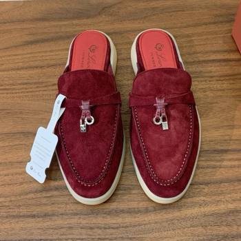 Loro Piana Charms Walk Babouche Loafer in Suede LP060523 Burgundy 2025 (HH-25060523)