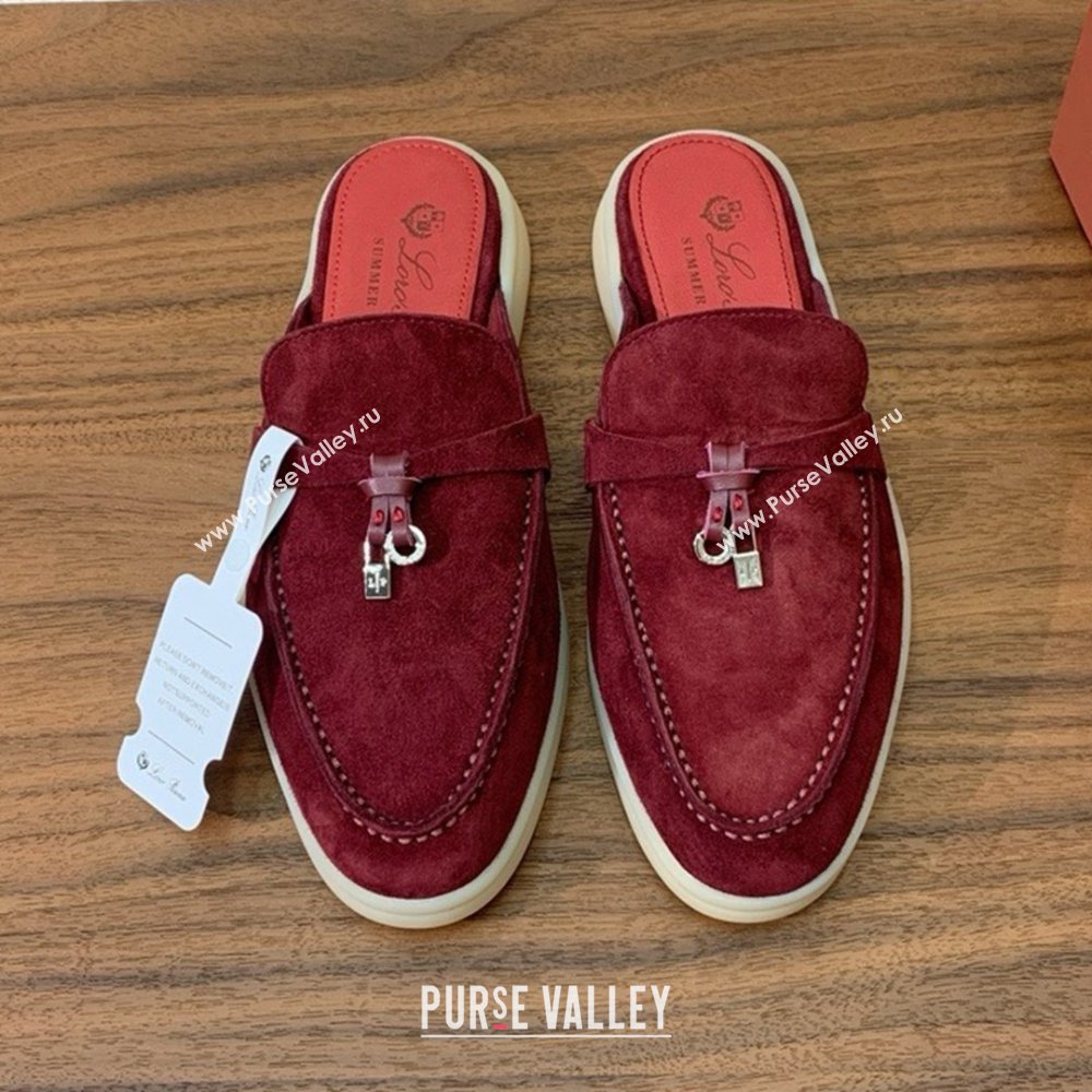 Loro Piana Charms Walk Babouche Loafer in Suede LP060523 Burgundy 2025 (HH-25060523)