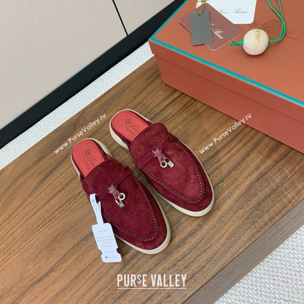 Loro Piana Charms Walk Babouche Loafer in Suede LP060523 Burgundy 2025 (HH-25060523)