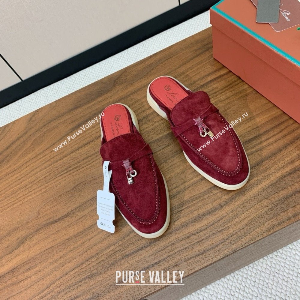 Loro Piana Charms Walk Babouche Loafer in Suede LP060523 Burgundy 2025 (HH-25060523)