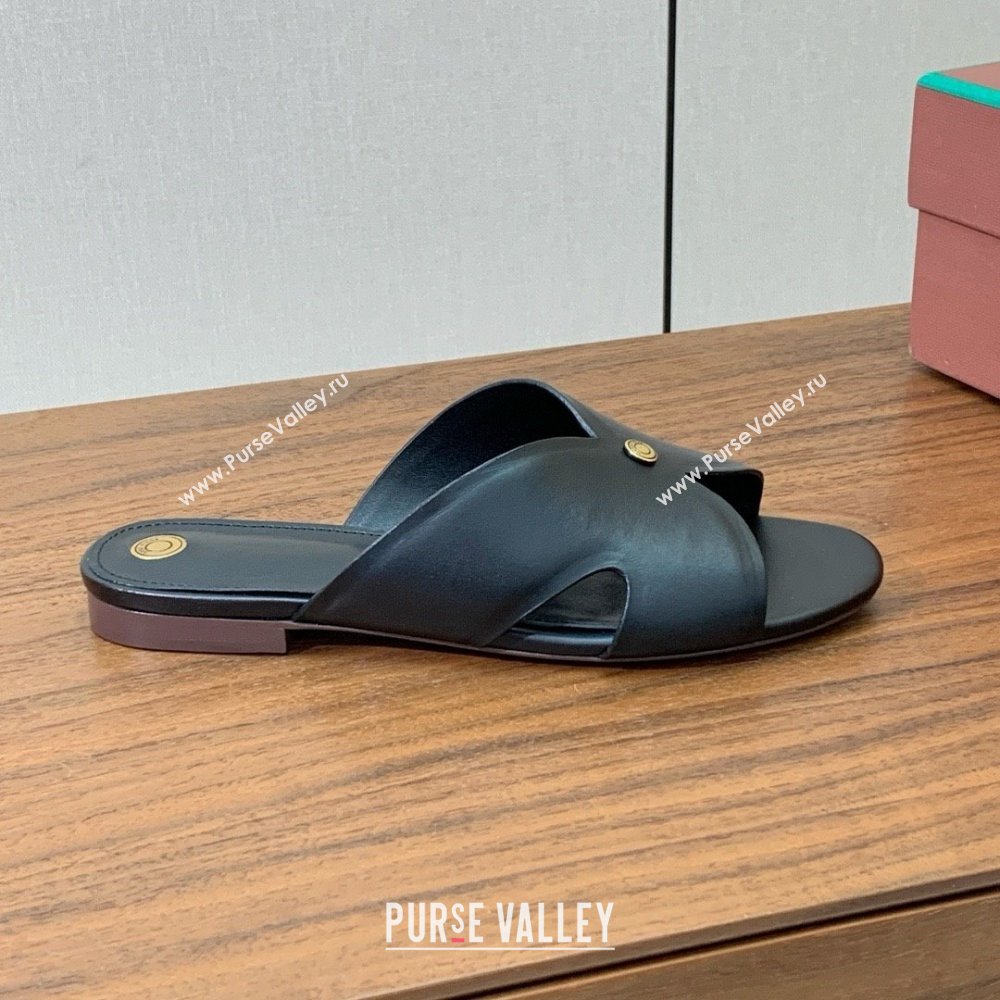Loro Piana Vera Flat Sandal in Calfskin LP060528 Black 2025 (HH-25060528)