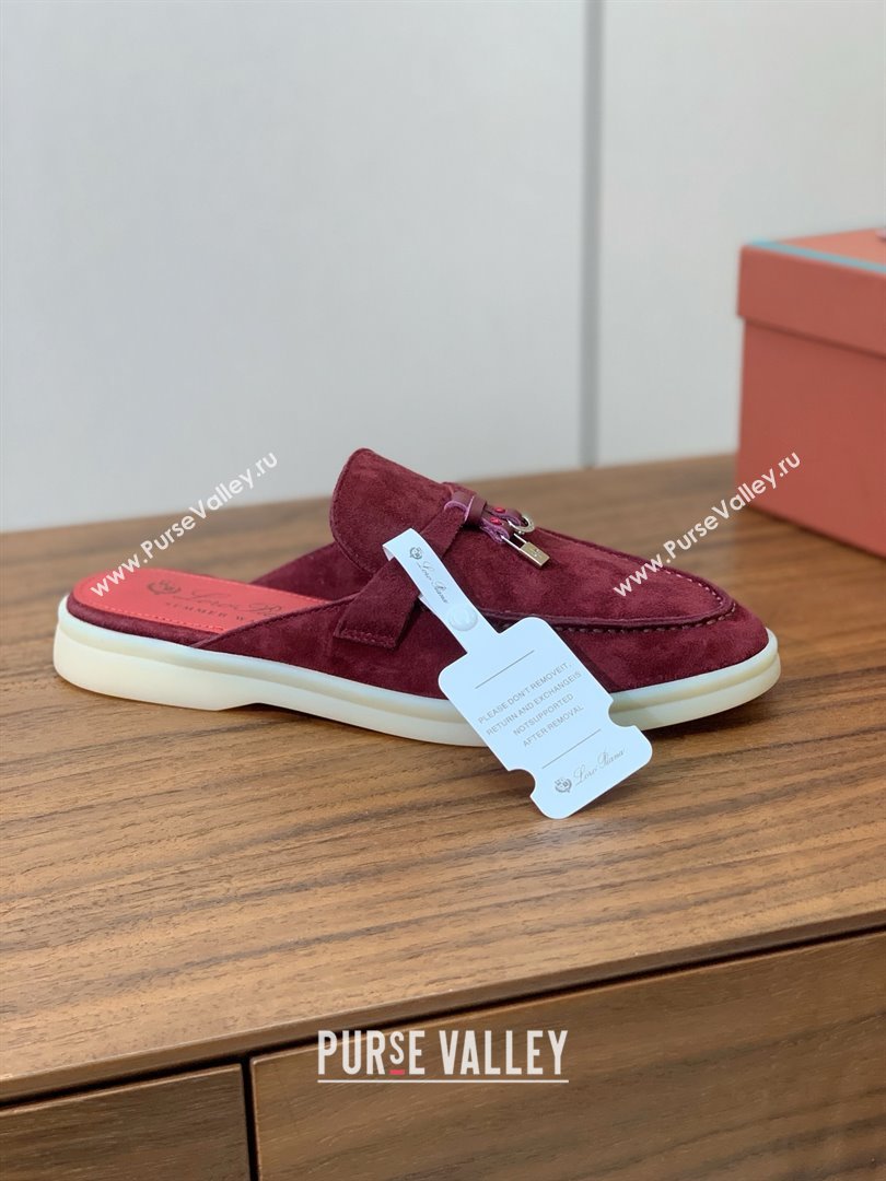Loro Piana Charms Walk Babouche Loafer in Suede LP060523 Burgundy 2025 (HH-25060523)