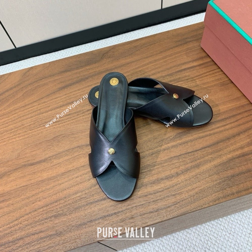 Loro Piana Vera Flat Sandal in Calfskin LP060528 Black 2025 (HH-25060528)