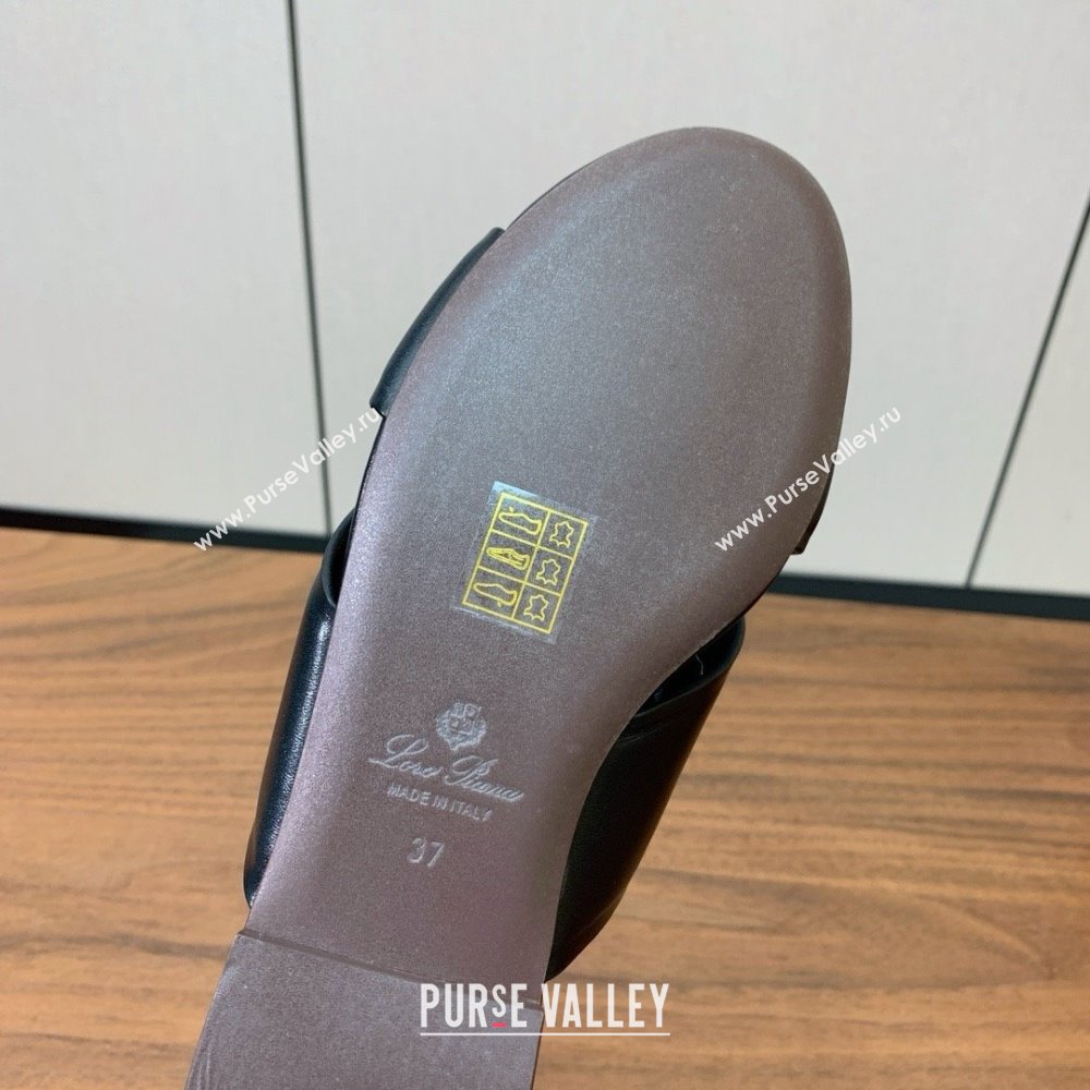 Loro Piana Vera Flat Sandal in Calfskin LP060528 Black 2025 (HH-25060528)