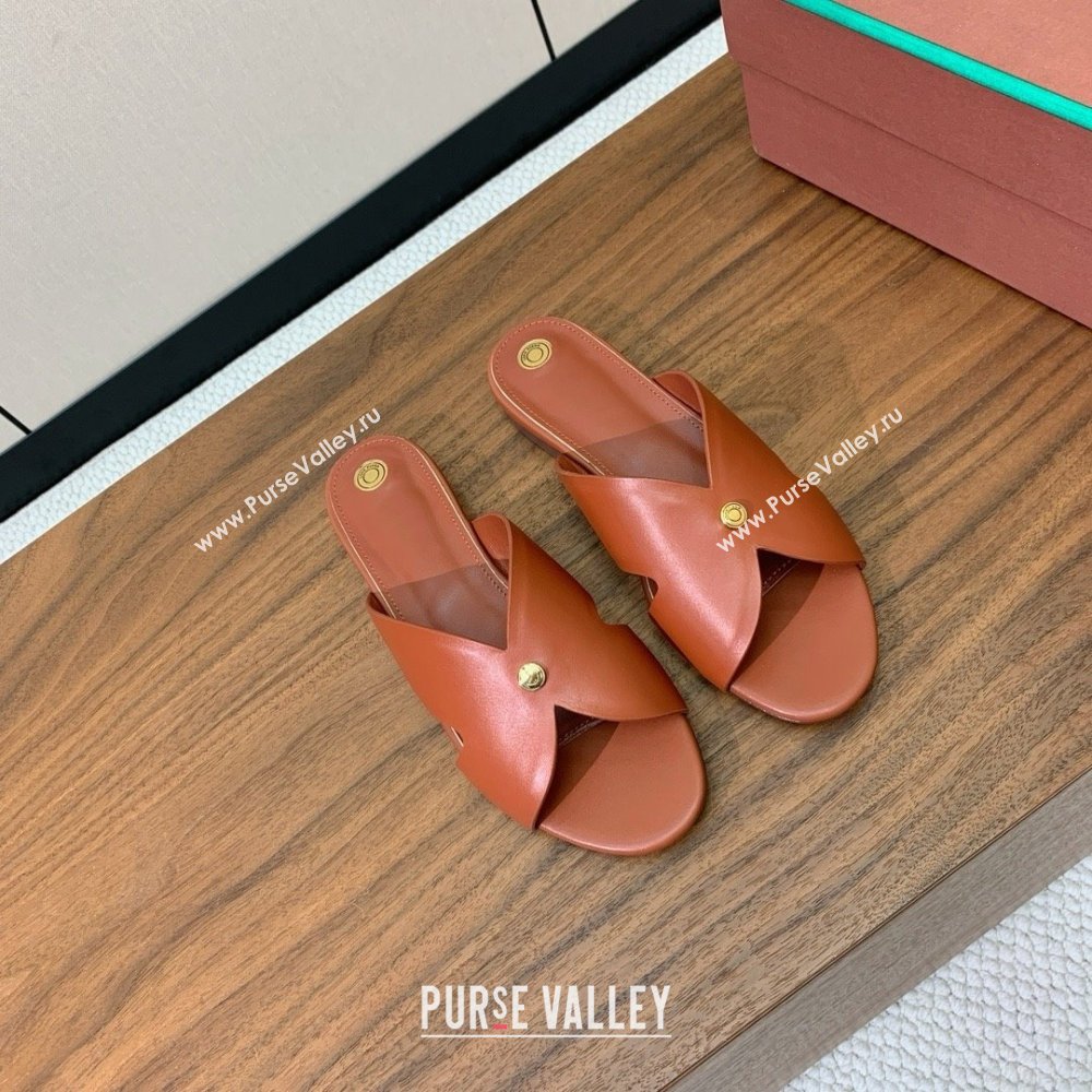 Loro Piana Vera Flat Sandal in Calfskin LP060529 Vinegar 2025 (HH-25060529)