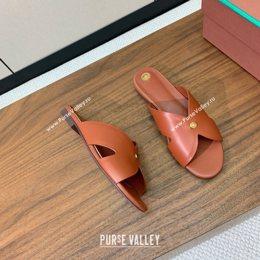 Loro Piana Vera Flat Sandal in Calfskin LP060529 Vinegar 2025 (HH-25060529)