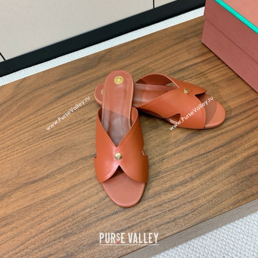 Loro Piana Vera Flat Sandal in Calfskin LP060529 Vinegar 2025 (HH-25060529)